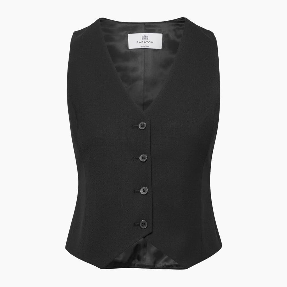 Babaton Black Tailored Button-Front Vest